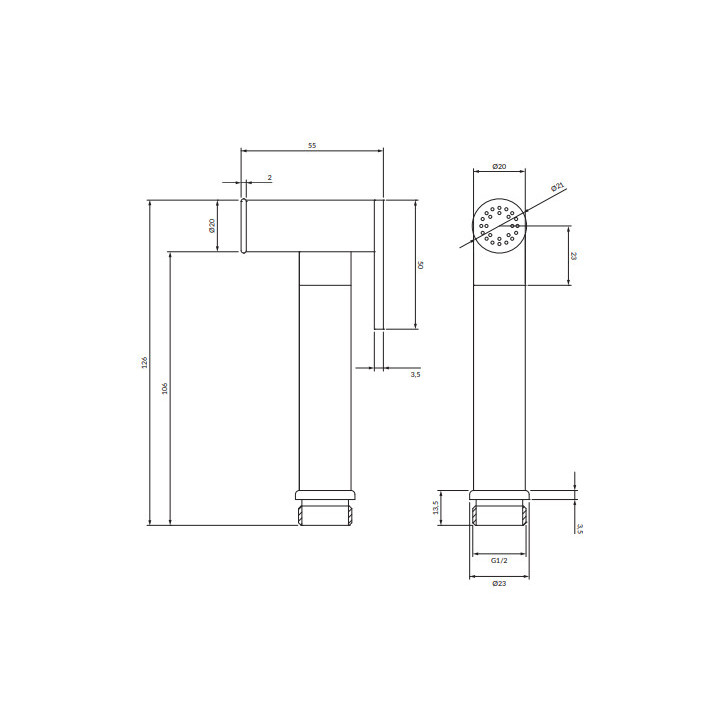 Rączka bidetowa, Omnires Bidetta - Mosiądz szczotkowany