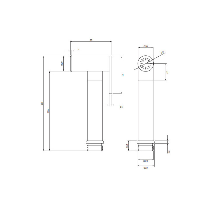 Rączka bidetowa, Omnires Bidetta - Miedź