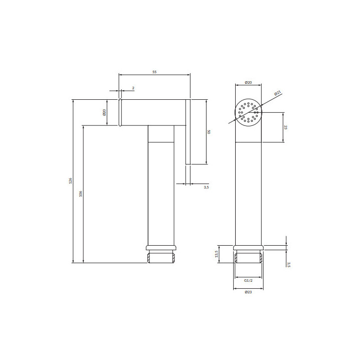 Rączka bidetowa, Omnires Bidetta - Czarny