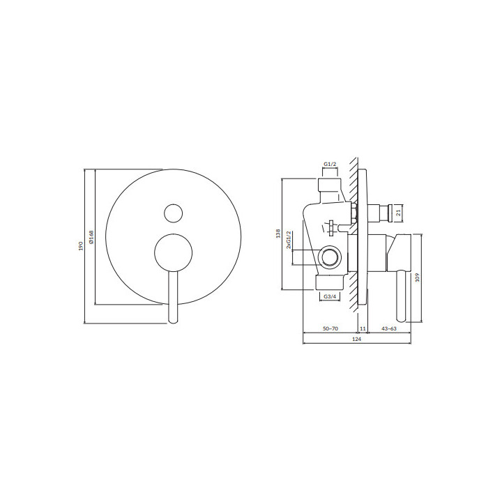 Bateria prysznicowo-wannowa podtynkowa, Omnires Y - Biały mat