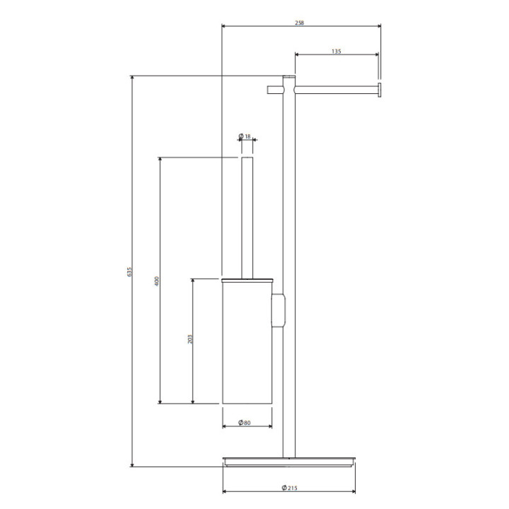 Stojak na papier i szczotkę toaletową, Omnires Modern Project - Miedź  