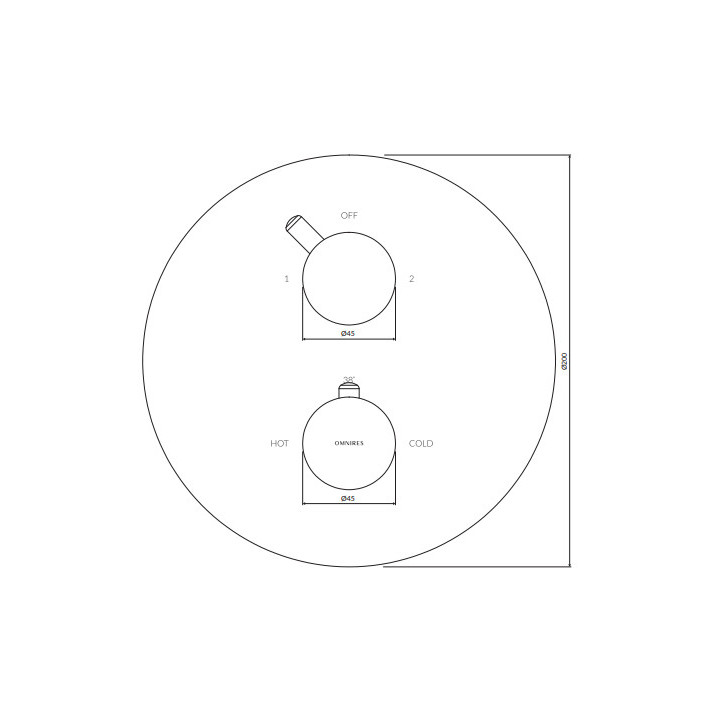 Termostatyczna bateria prysznicowo-wannowa podtynkowa, element natynkowy, Omnires Y - Nikiel  