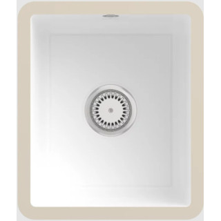 Zlewozmywak podblatowy 37,5 x 44 cm, zestaw odpływowy z uruchamianiem ręcznym, Villeroy & Boch Subway 45 SU - Weiss Alpin Cerami