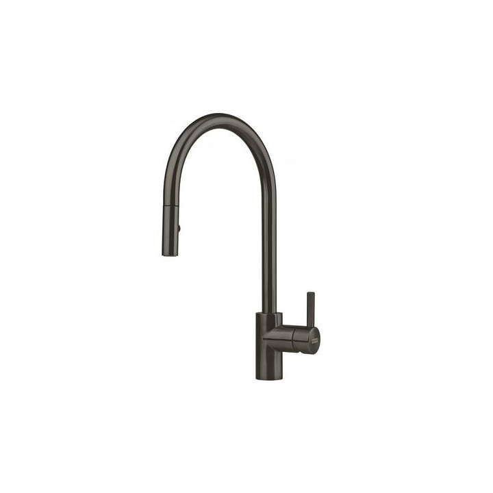 Bateria z wyciąganą wylewką Franke MYTHOS PULL-OUT - czarna stal szlachetna