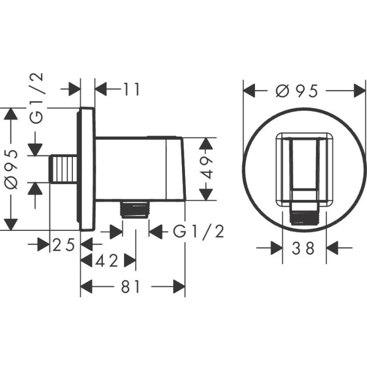 Przyłącze węża z uchwytem, Hansgrohe FixFit S - Chrom