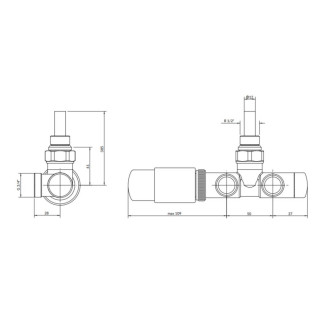 Zestaw zintegrowany termostatyczny kątowy z rurką zanurzeniową Terma, Lewy - chrom