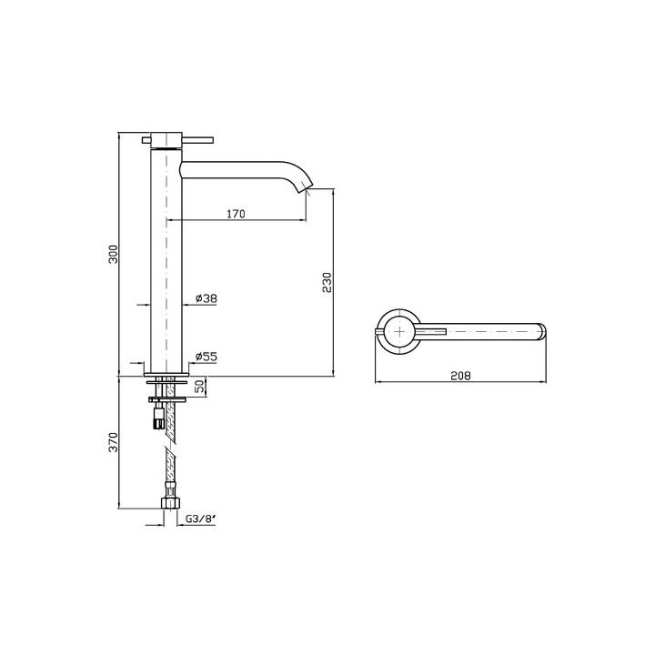 Jednouchwytowa bateria umywalkowa ze stali nierdzewnej, Zucchetti - Miedź szczotkowana 