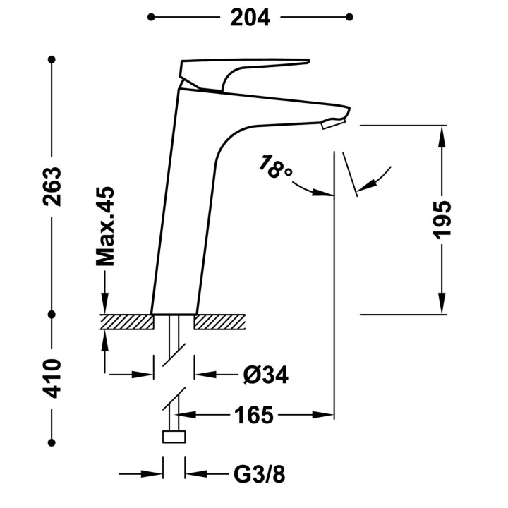 Wysoka bateria jednouchwytowa umywalkowa, Tres Canigó Plus - Chrom