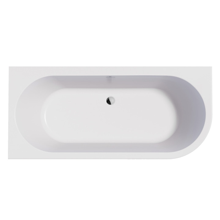 Narożna wanna akrylowa ze zintegrowaną obudową (wersja lewa)