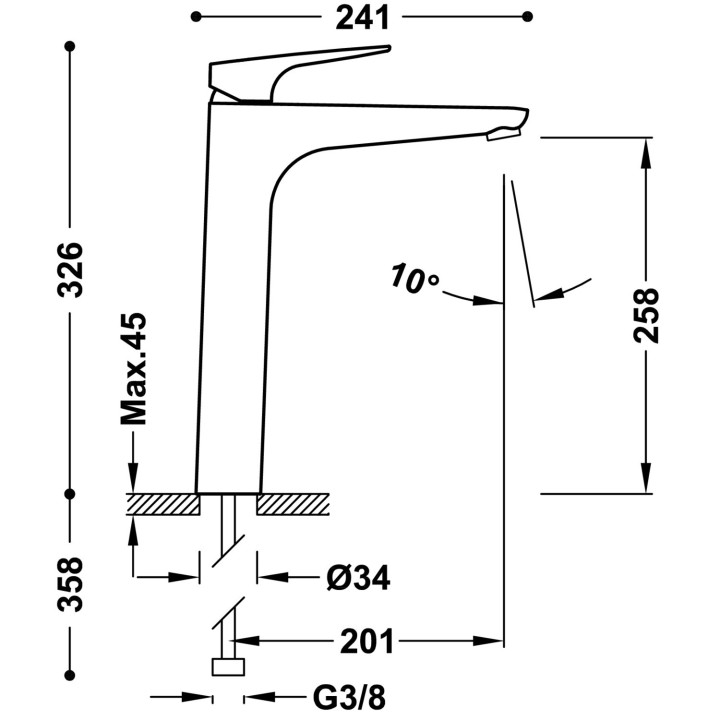 Bateria jednouchwytowa umywalkowa XXL, Tres Canigó Plus - Chrom