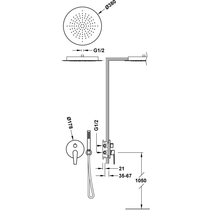 Zestaw baterii jednouchwytowej podtynkowej 2-drożnej Rapid-box prysznicowej, Tres Class - Chrom