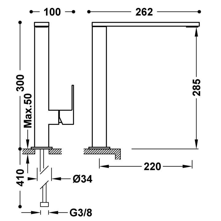 Bateria jednouchwytowa kuchenna, Tres Cocina - 24-K Złoto Matowe