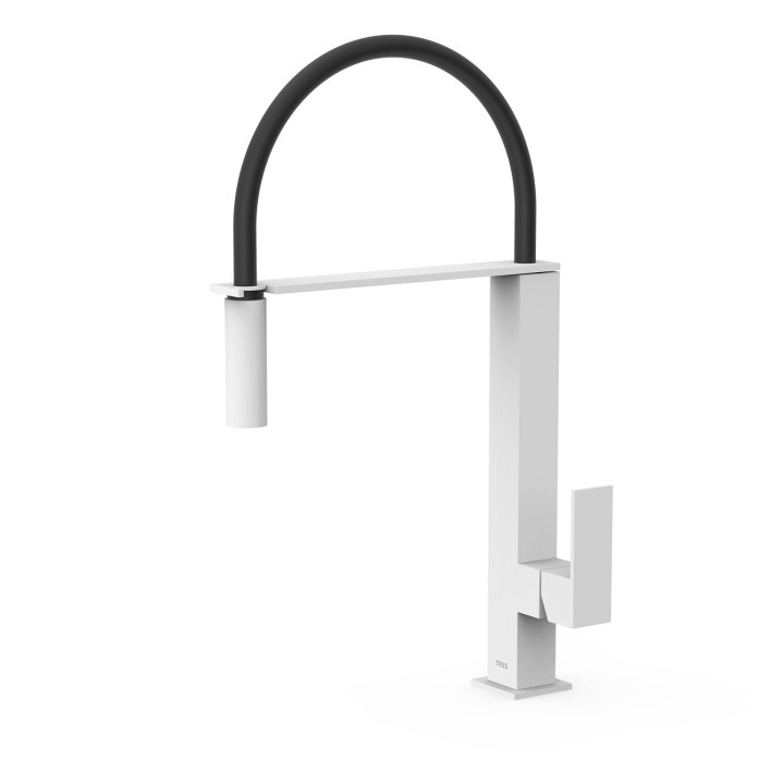 Bateria jednouchwytowa z elastyczną wylewką kuchenna, Tres Cocina - Biel Matowa