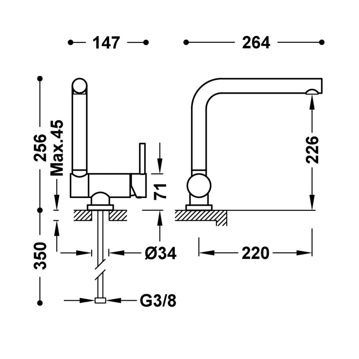 Bateria jednouchwytowa z uchylną wylewką kuchenna, Tres Cocina - 24-K Złoto Matowe