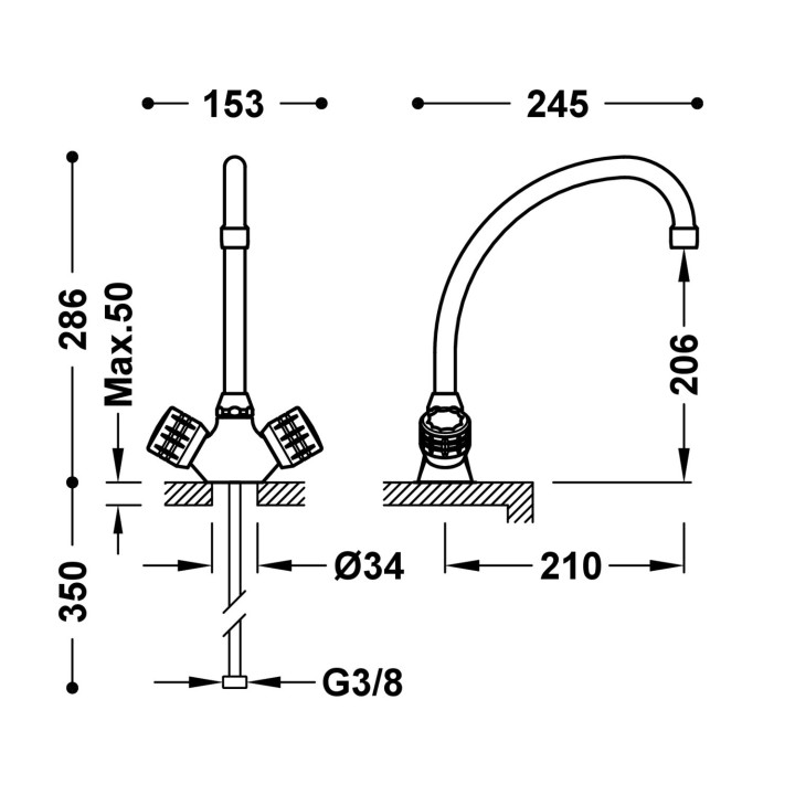 Bateria dwuuchwytowa kuchenna. Tres Cocina - Chrom