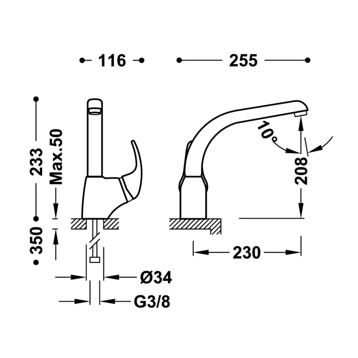 Bateria jednouchwytowa kuchenna, Tres Cocina - Chrom