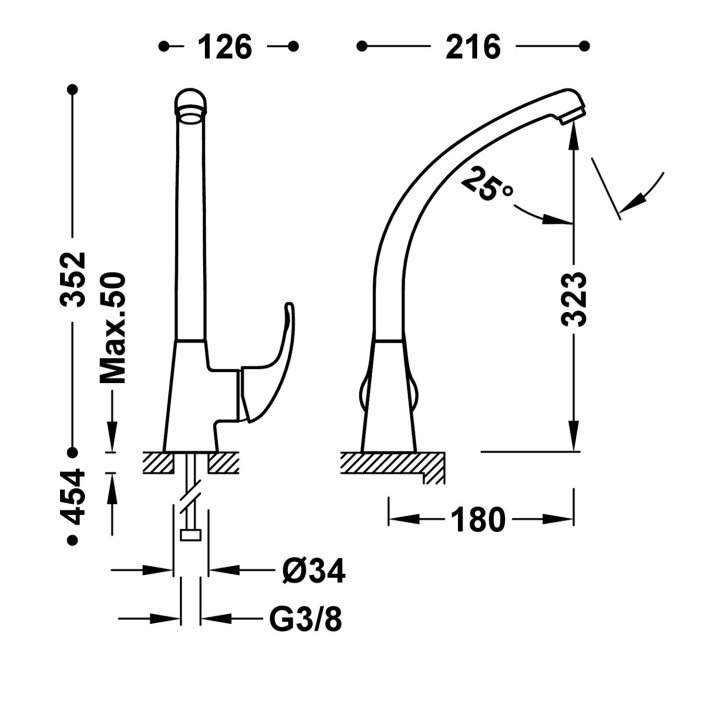 Bateria jednouchwytowa kuchenna, Tres Cocina - Chrom