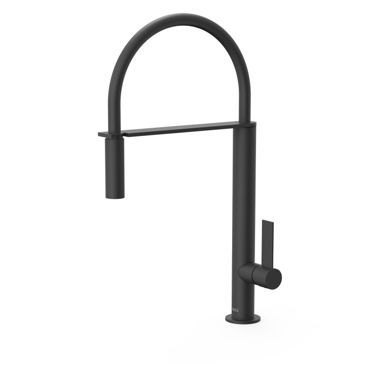 Bateria jednouchwytowa z elastyczną wylewką kuchenna, Tres Cocina - Czerń Matowa