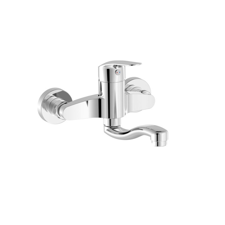 Bateria jednouchwytowa ścienna kuchenna, Tres Cocina - Chrom