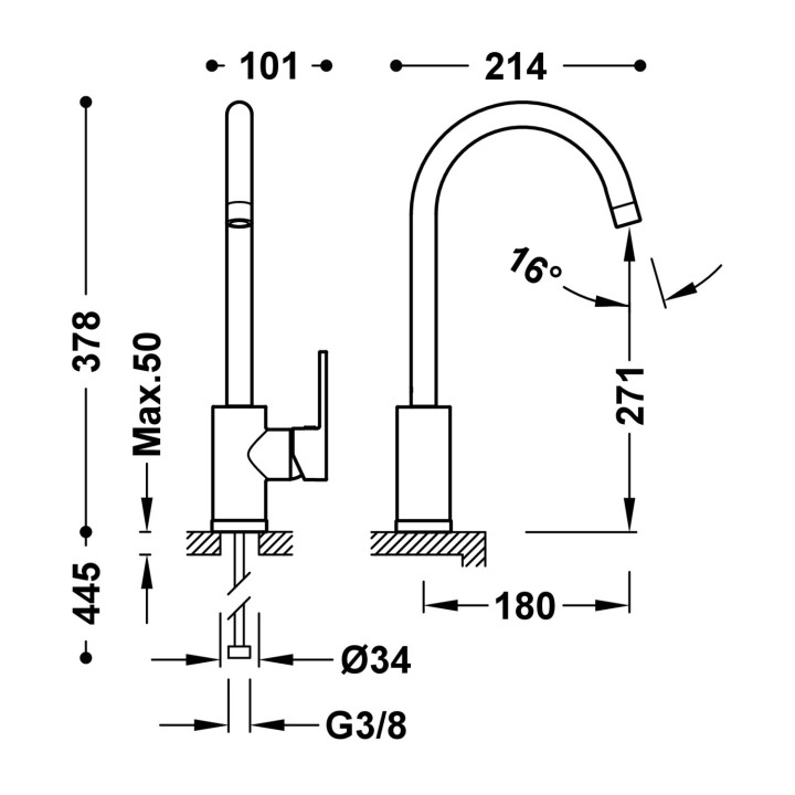 Bateria jednouchwytowa kuchenna, Tres Cocina - Chrom