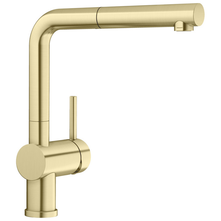 Bateria kuchenna stojąca z wyciąganą wylewką, Blanco Linus-S - Złoty satynowy 