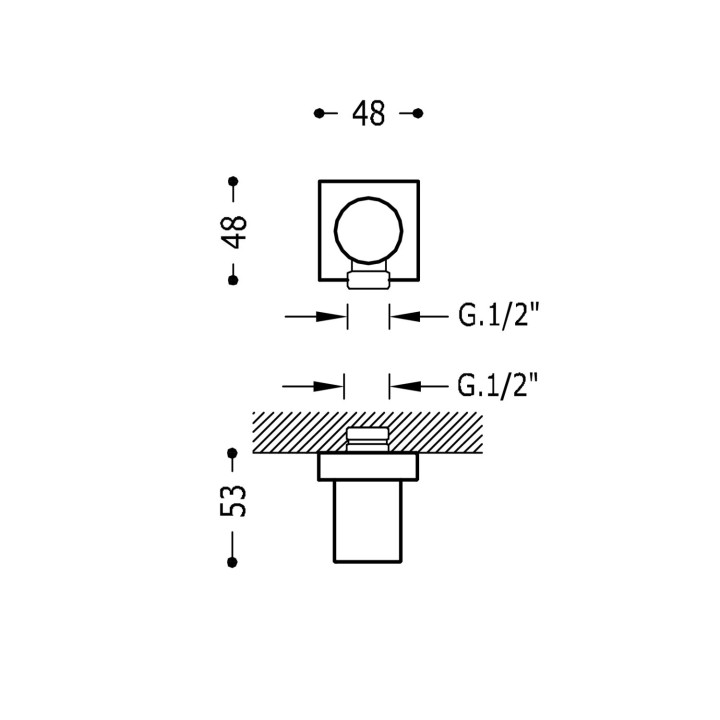 Kolanko z przyłączem ze ściany do węża, Tres Complementos Ducha - Chrom