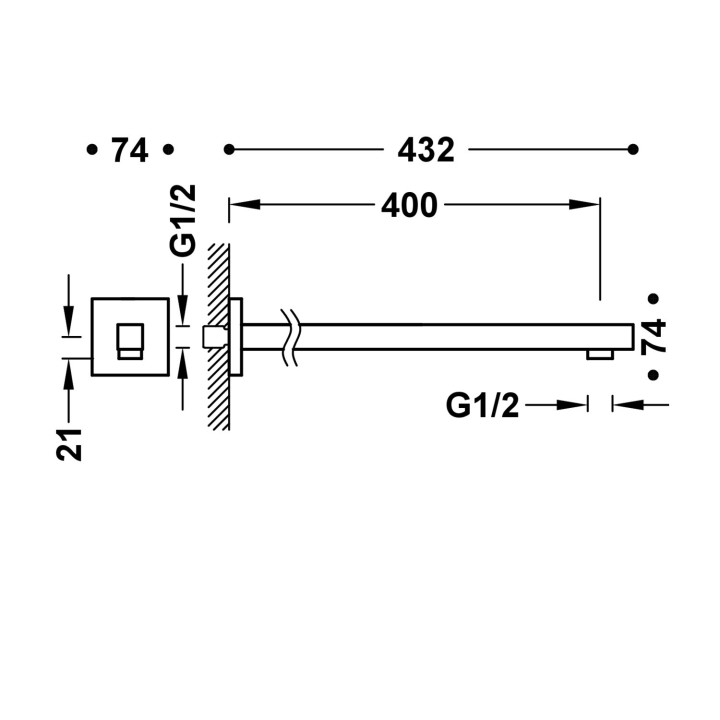 Ramię naścienne, Tres Complementos Ducha - 24-K Złoto