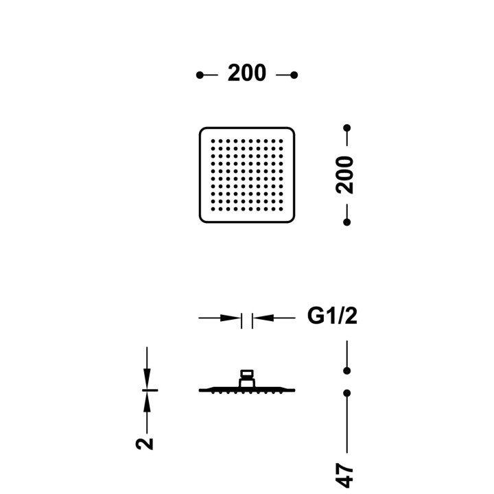 Deszczownica 20x20 cm, Tres Complementos Ducha - Chrom