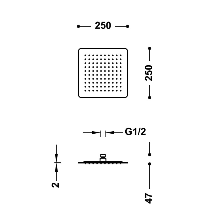 Deszczownica 25x25 cm, Tres Complementos Ducha - Chrom