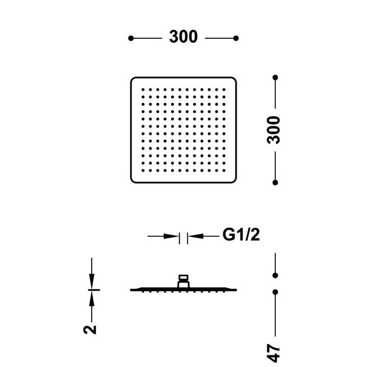 Deszczownica 30x30 cm, Tres Complementos Ducha - Chrom