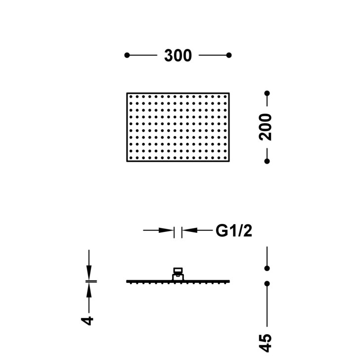 Deszczownica 30x20 cm, Tres Complementos Ducha - Czerń Matowa
