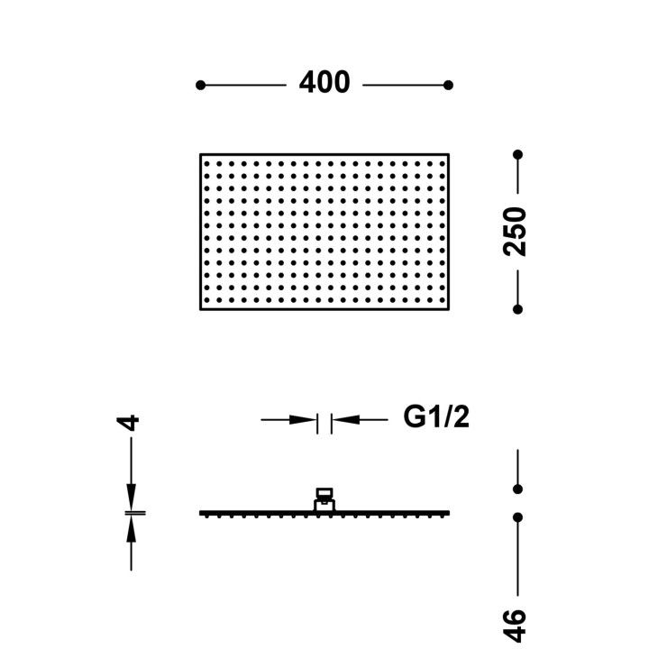Deszczownica 40x25 cm, Tres Complementos Ducha - Biel Matowa