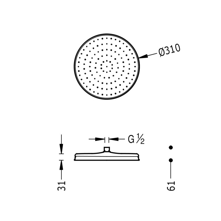 Deszczownica Ø 31 cm, Tres Complementos Ducha - Stal