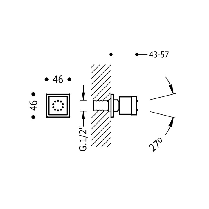 Dysza z hydromasażem, Tres Complementos Ducha - Chrom