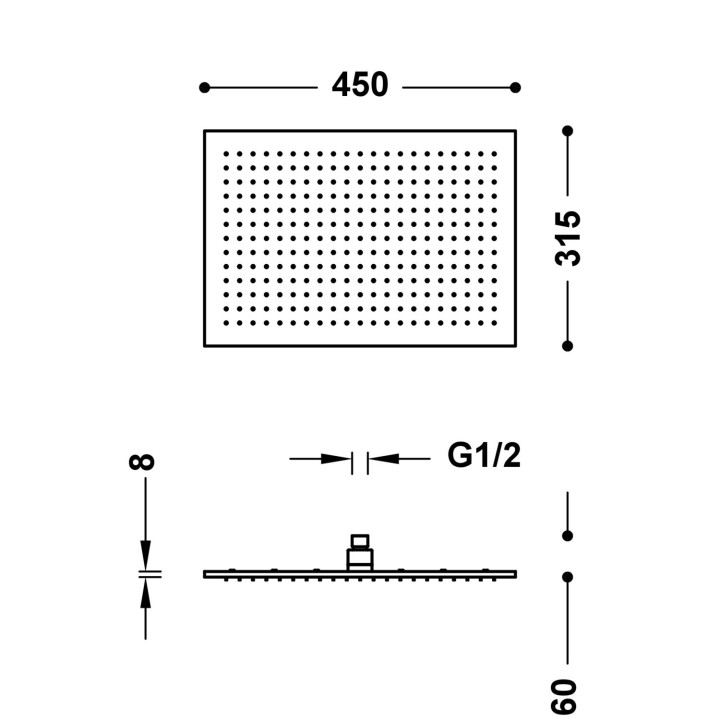 Deszczownica 45x31.5 cm, Tres Complementos Ducha - Stal