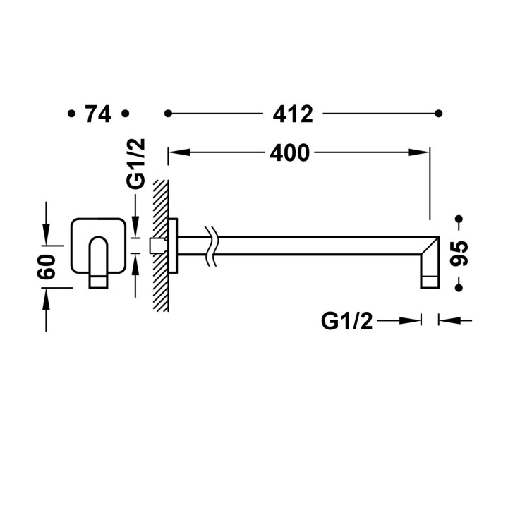 Ramię naścienne 40 cm, Tres Complementos Ducha - 24-K Złoto Matowe