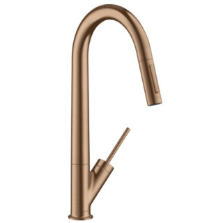 Bateria Axor Starck kuchenna jednouchwytowa  z rozpylaczem EcoSmart Brushed Red Gold