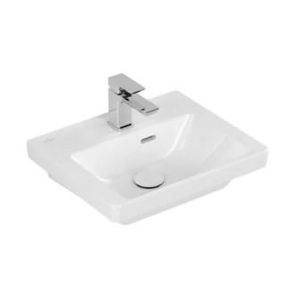 Umywalka wisząca/meblowa Villeroy & Boch Subway 3.0, 50x40cm, z przelewem, otwór na armaturę, Weiss Alpin, montaż meblowy