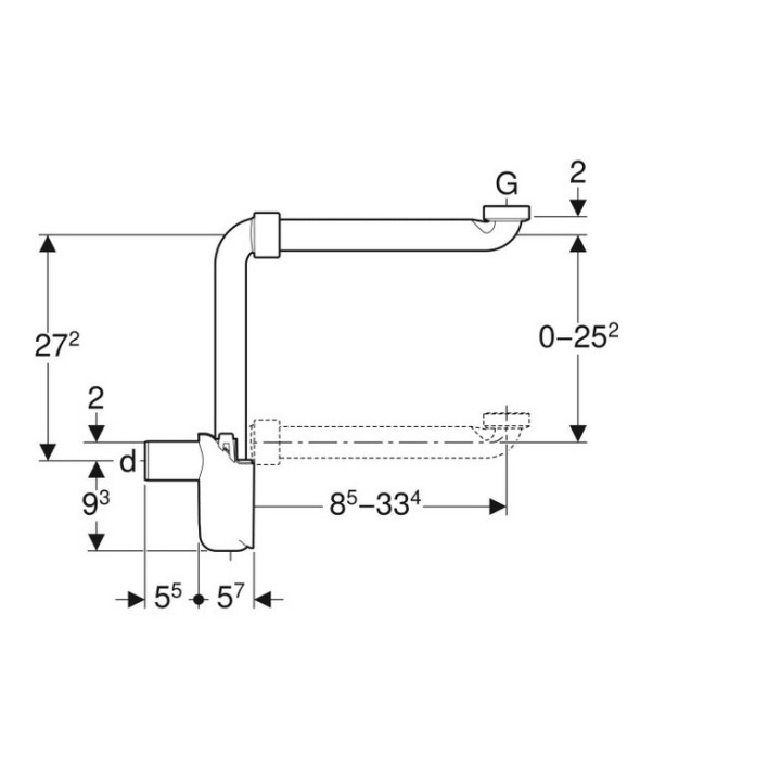 Syfon umywalkowy z wkładem syfonującym Geberit, 40mm, odpływ poziomy