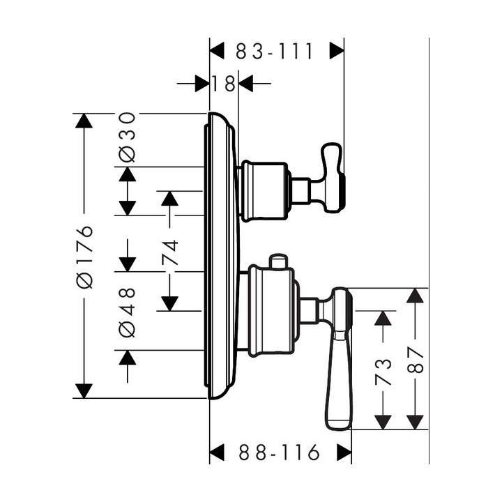 Bateria natryskowa Axor Montreux, termostatyczna, podtynkowa 