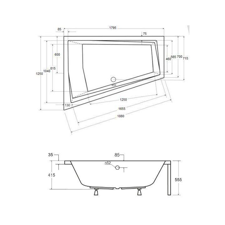 Wanna asymetryczna Besco Intima, 150x85cm, wersja lewa, akrylowa, biała