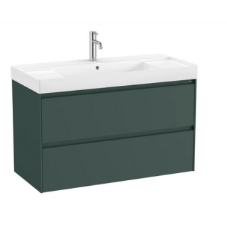 Zestaw łazienkowy Unik 100 cm z umywalką slim i 2 szufladami, wersja lewa, Roca GAP PRO - Biały połysk