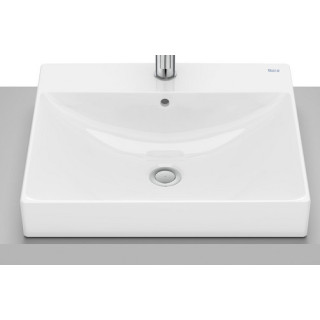 Umywalka blatowa Roca 50 cm, prostokątna bez otworu na baterię, FINECERAMIC  - Biała