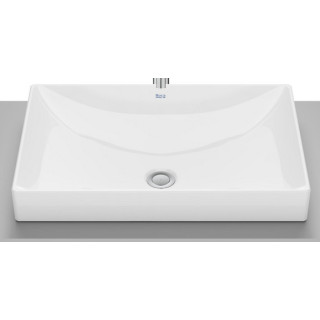 Umywalka blatowa Roca 50 cm, prostokątna z otworem na baterię, FINECERAMIC  - Biała