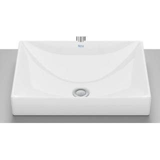 Umywalka nablatowa Roca 50 cm, owalna, bez otworu na baterię, FINECERAMIC  - Biała