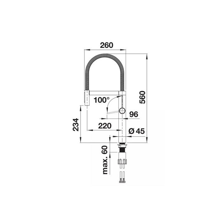 Bateria kuchenna Blanco Alta-S Compact Vario z wyciąganą wylewką, chrom