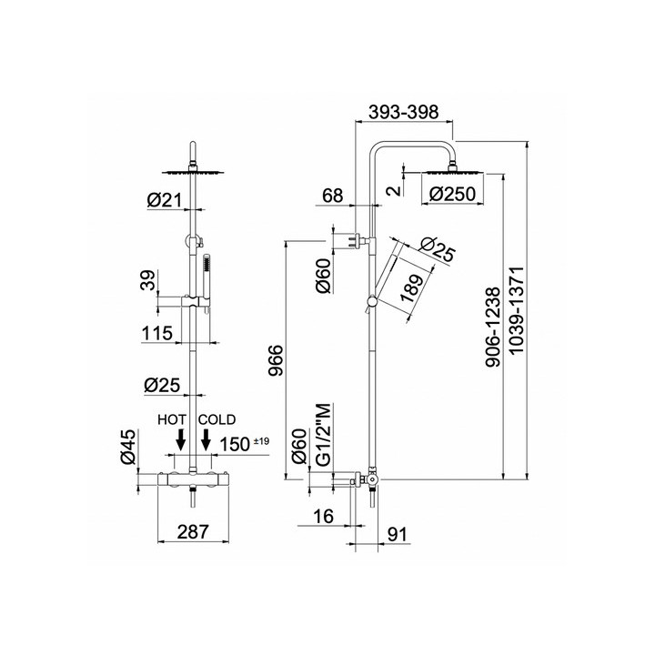 Bateria wannowa wolnostojąca Vema Otago,wylewka 231mm, brushed gold