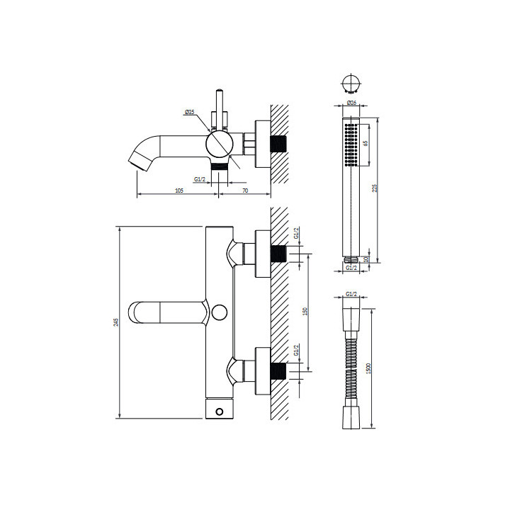 System prysznicowy podtynkowy, Omnires Y - chrom