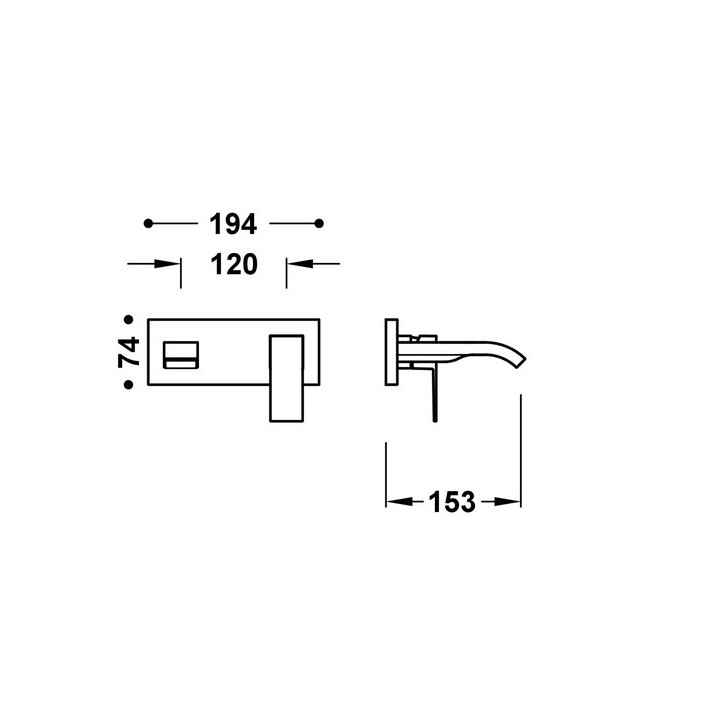 Element naścienny do podtynkowego korpusu baterii umywalkowe TRES Cuadro, wylewka 180mm, czarny mat 