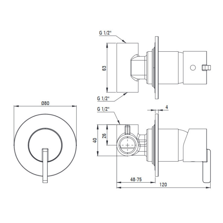 Bateria umywalkowa Deante Alpinia podtynkowa - chrom